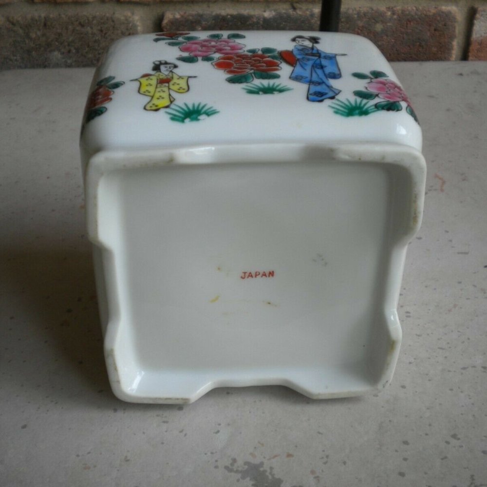 Vintage Floral Geisha Scene Japan Planter Rare - Picture 4 of 5